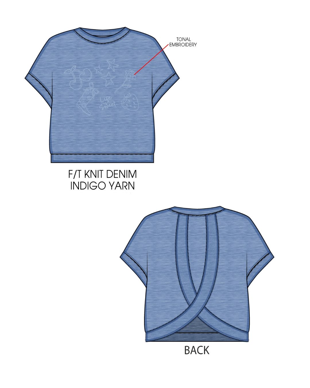 Denim Icons Crossed Back Top