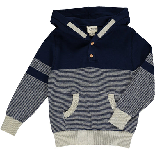 Navy Striped Hiker Hooded Sweater