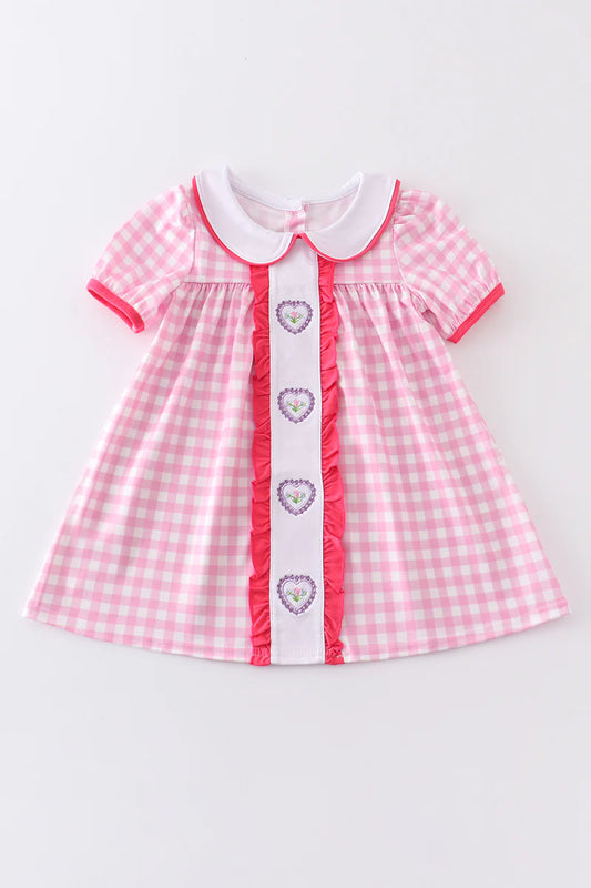 Pink Heart Plaid Dress