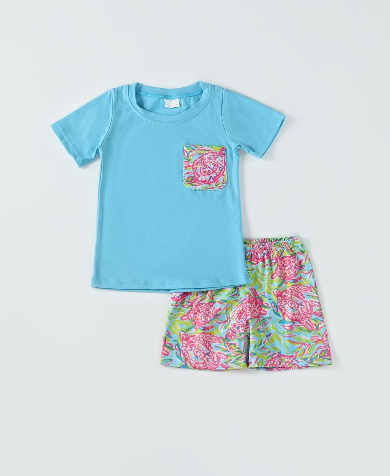 Boy Turtle Short Set