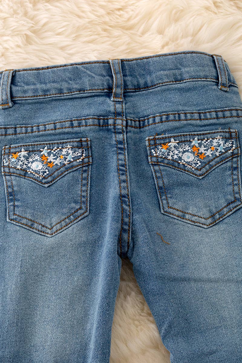 Bootcut Jeans Embroidered Pocket