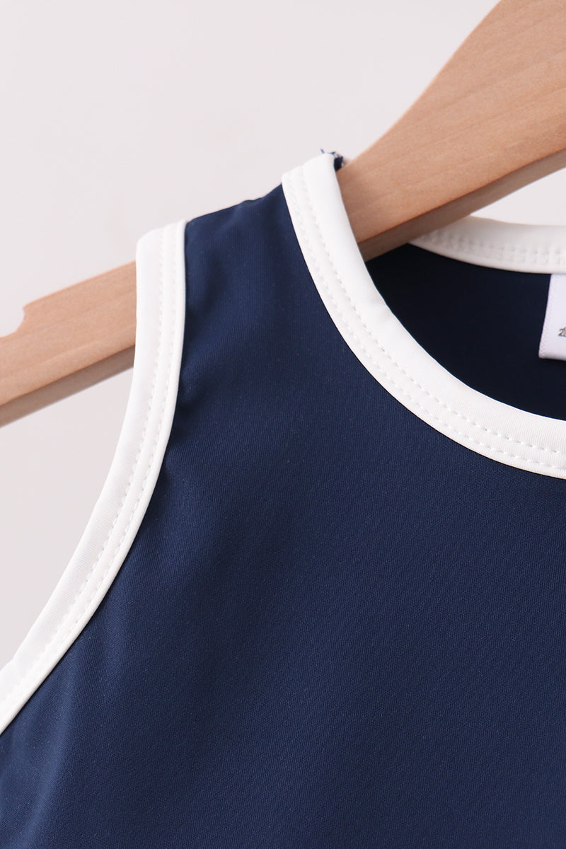 Navy Performance Scalloped Skort Set