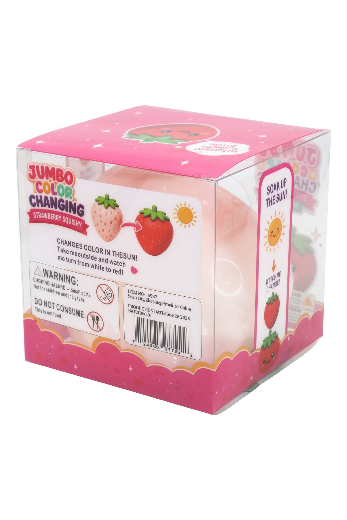 JUMBO Strawberry UV Light Changing Squishy