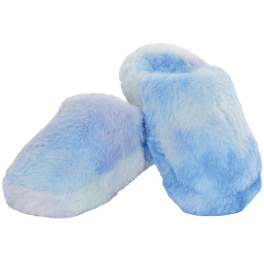 Blue Tie Dye Fuzzy Slippers