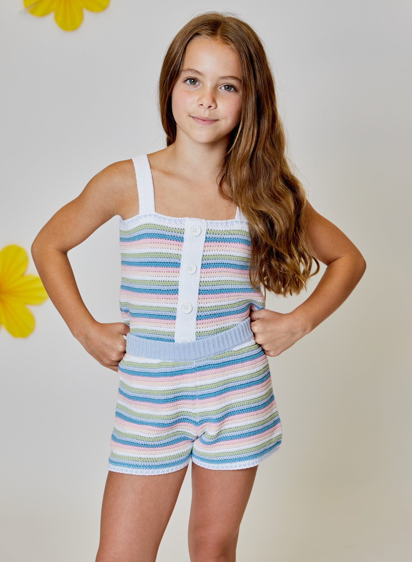 Blue Stripe Knit Shorts
