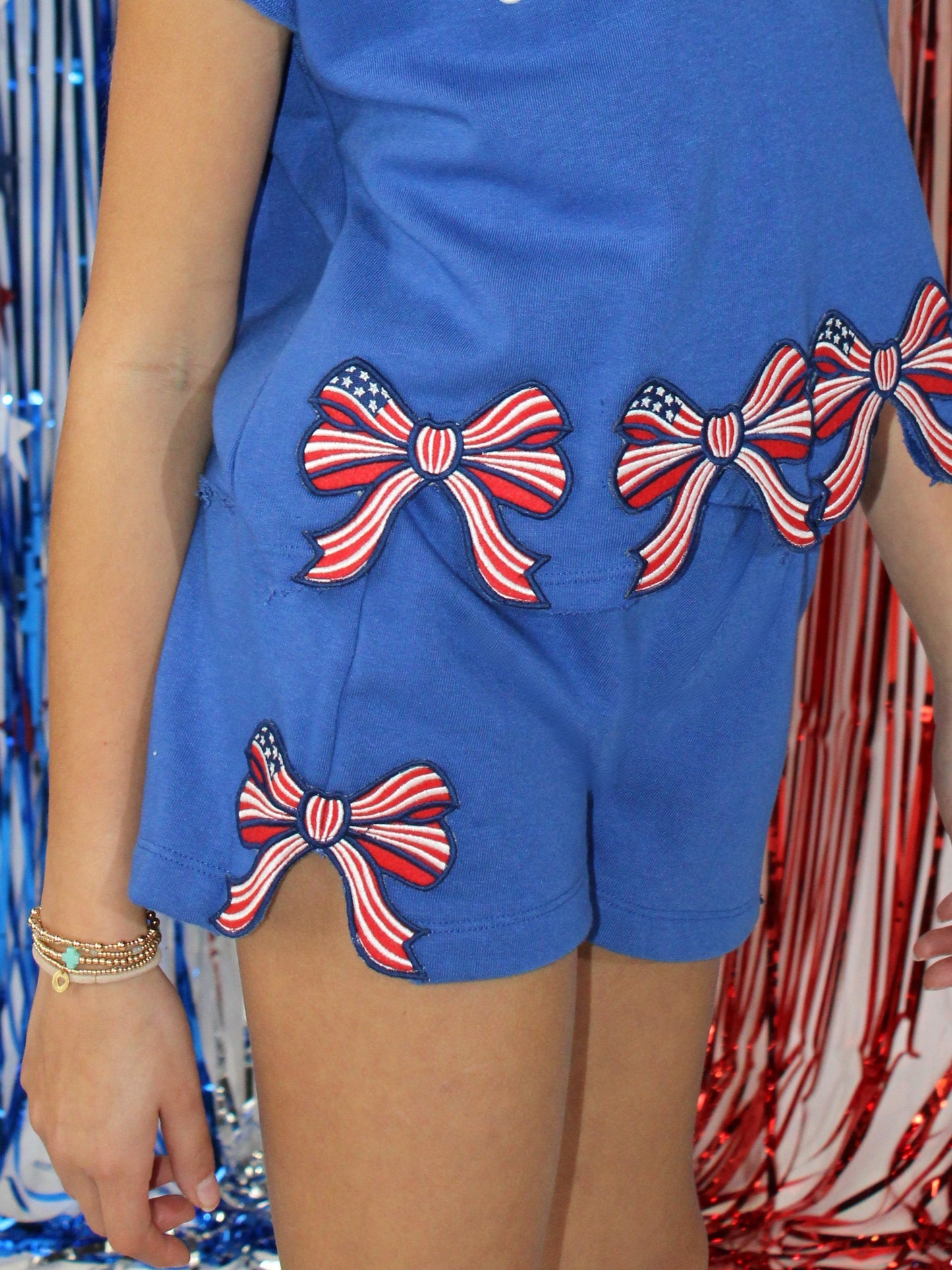 Side Cut Out Bow Patch Shorts