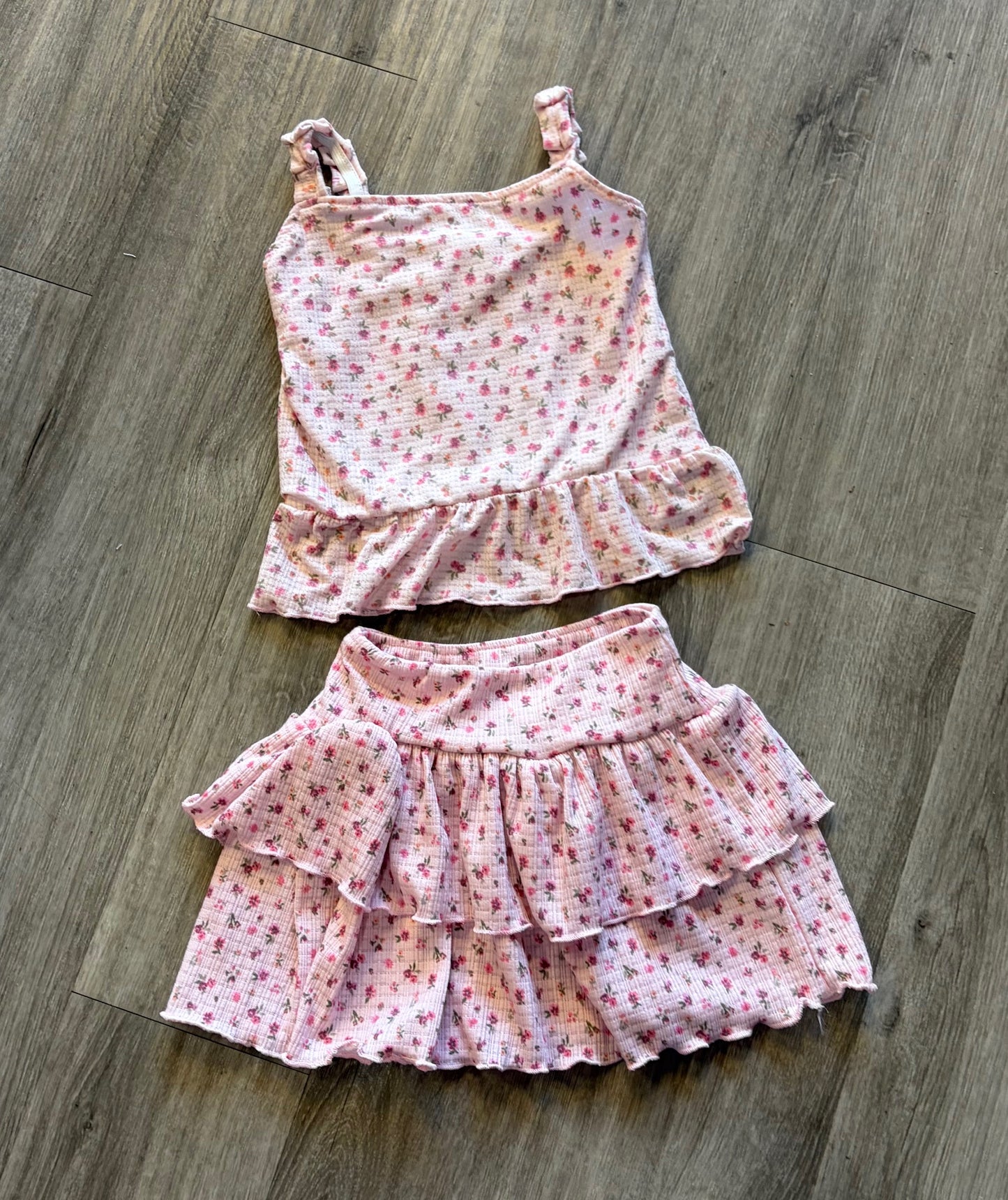 Pink Floral Ruffle Tank