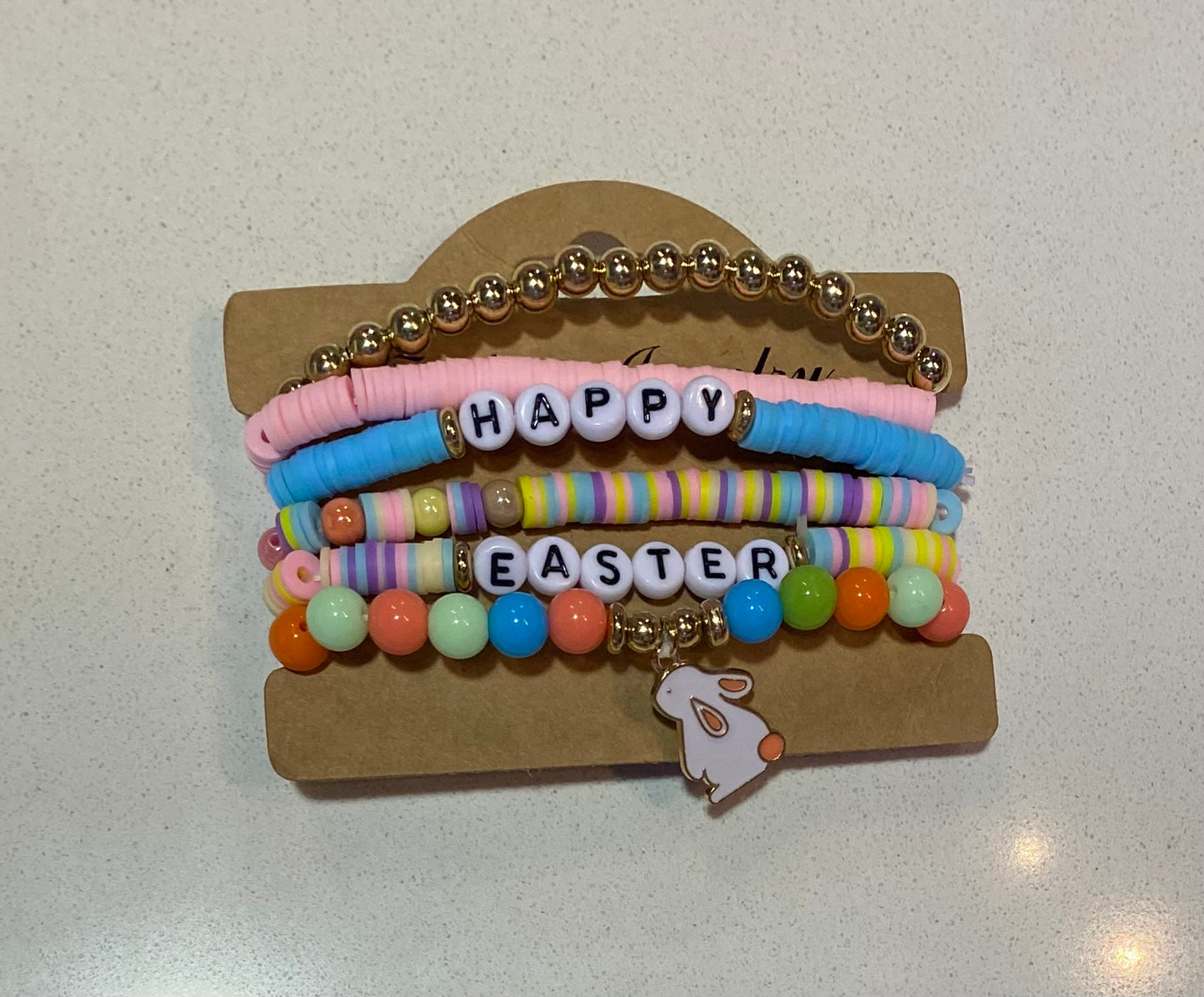 Happy Easter Beaded Bracelet Set