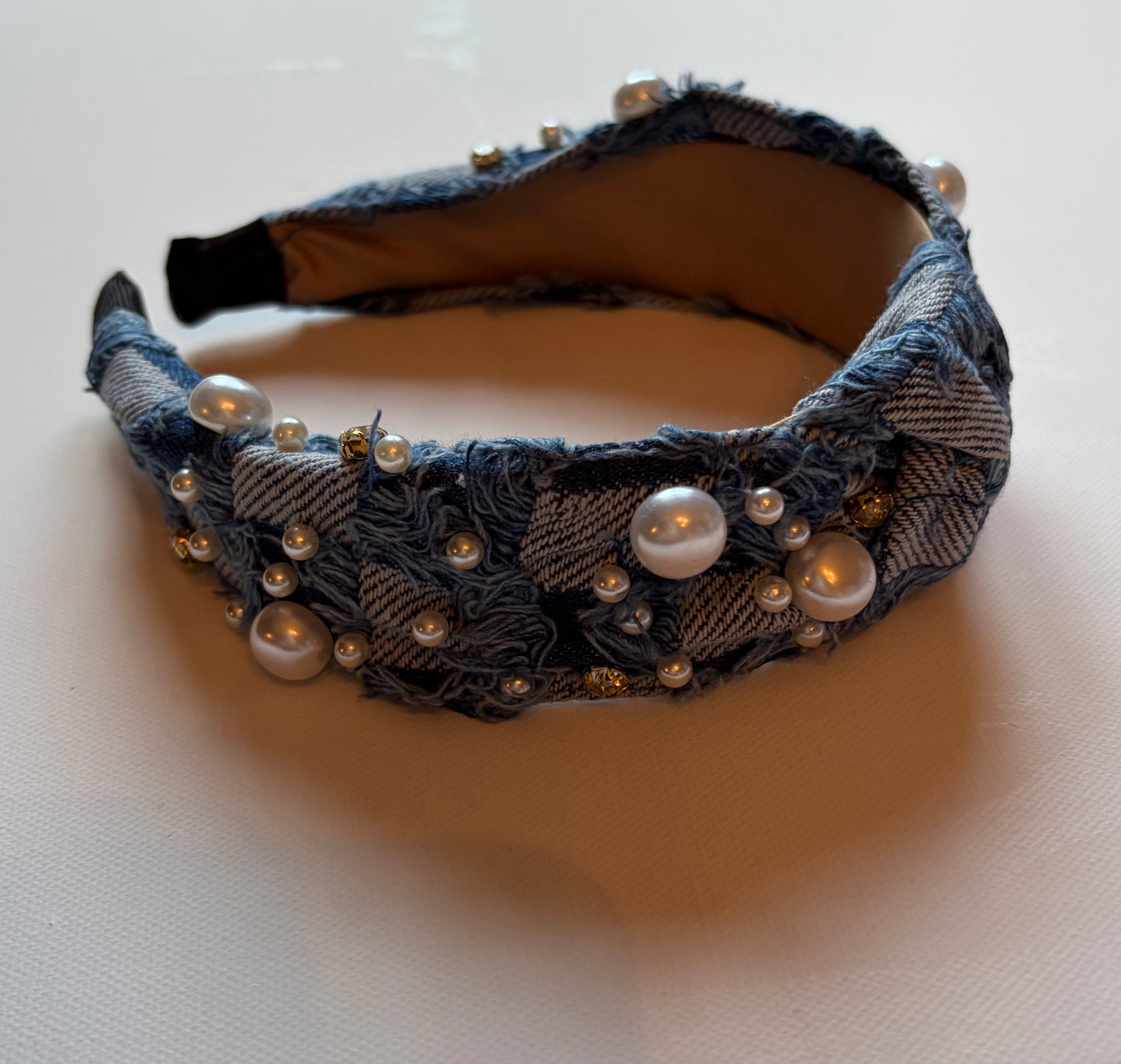 Denim & Pearls Headband