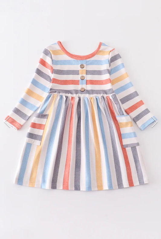 Multi Stripe Long Sleeve Dress