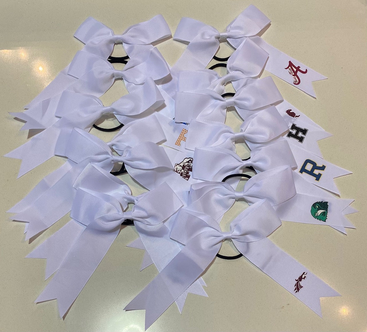 Custom White Long Ribbon Hair Bows