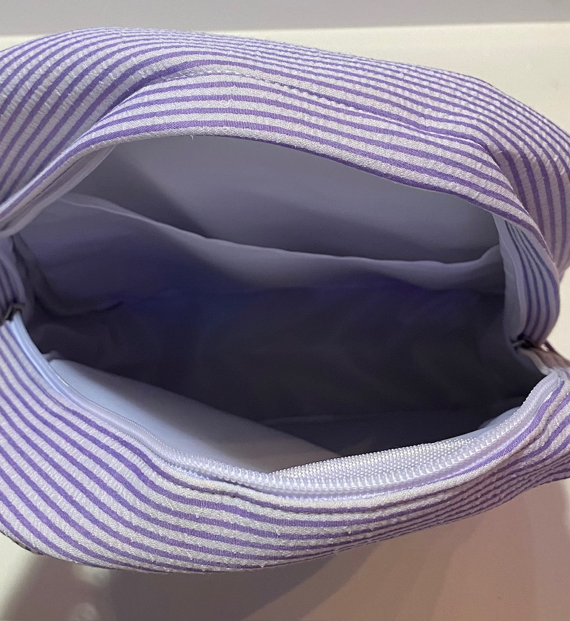 Purple Seersucker Backpack