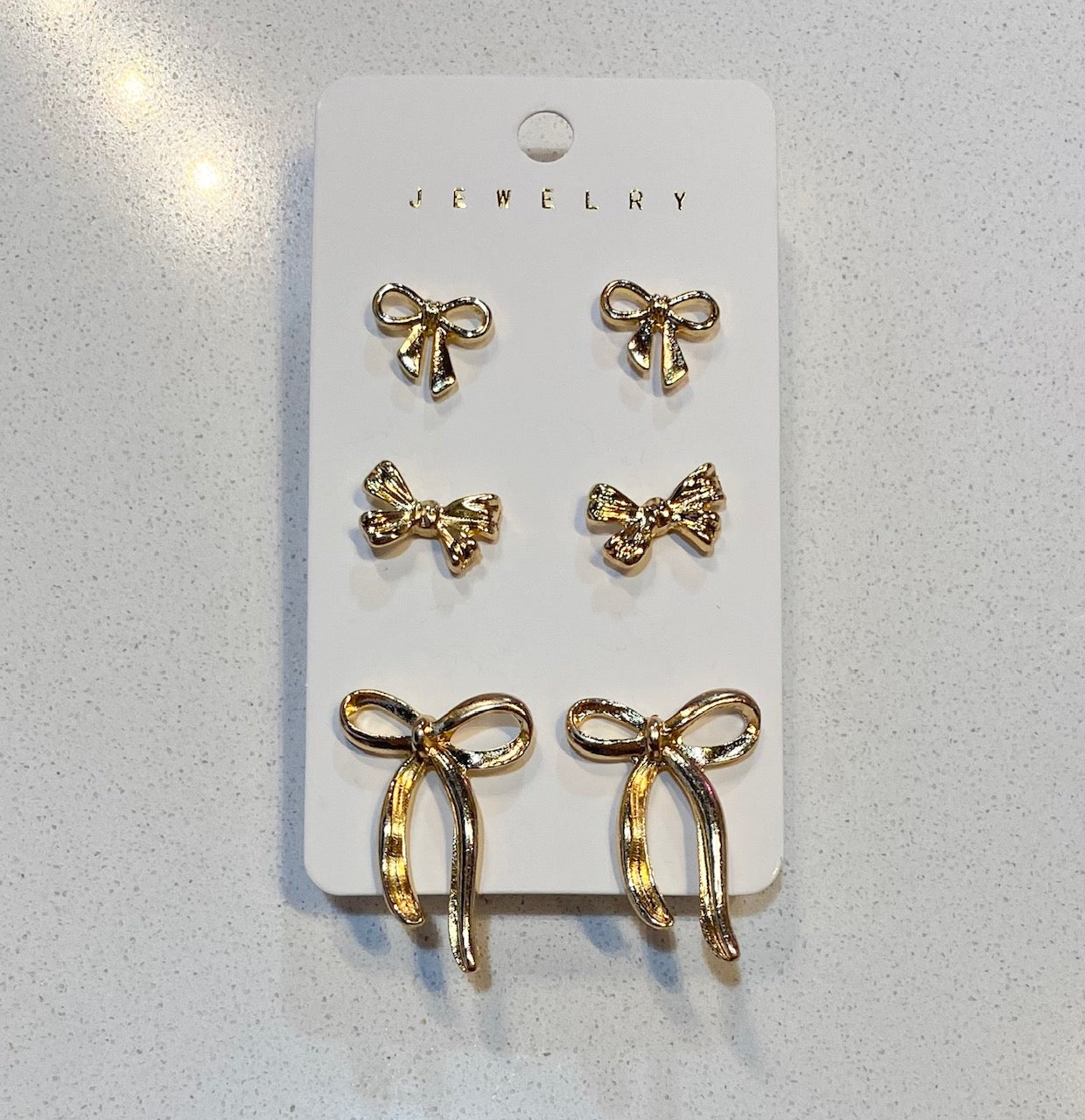Gold Bow Earrings Set