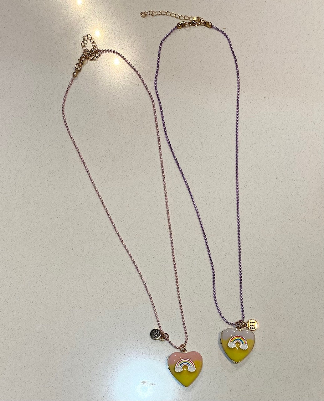BFF Rainbow Heart Locket Necklace Set