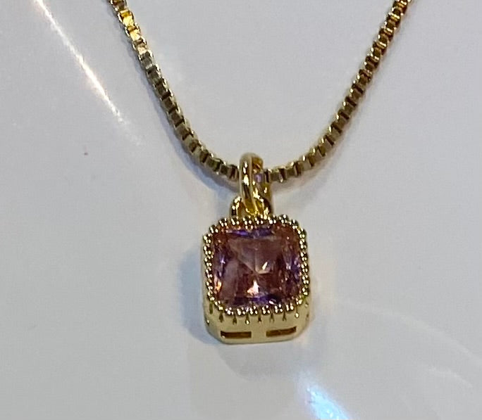 Pink Charm Gold Necklace