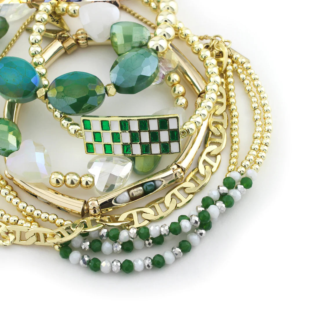 Green & White Gameday Bauble Bracelet Box