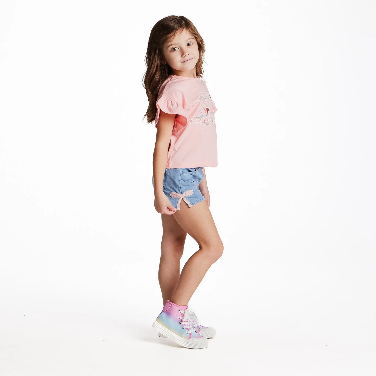 Bow Knit Denim Shorts