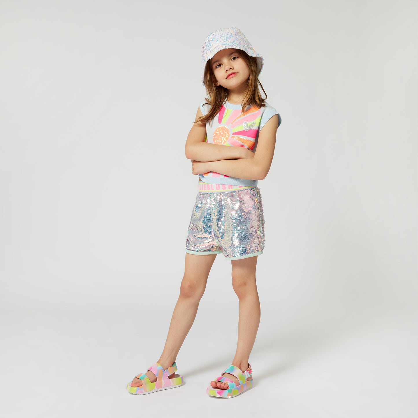 Billieblush Allover Heart Print Sandals