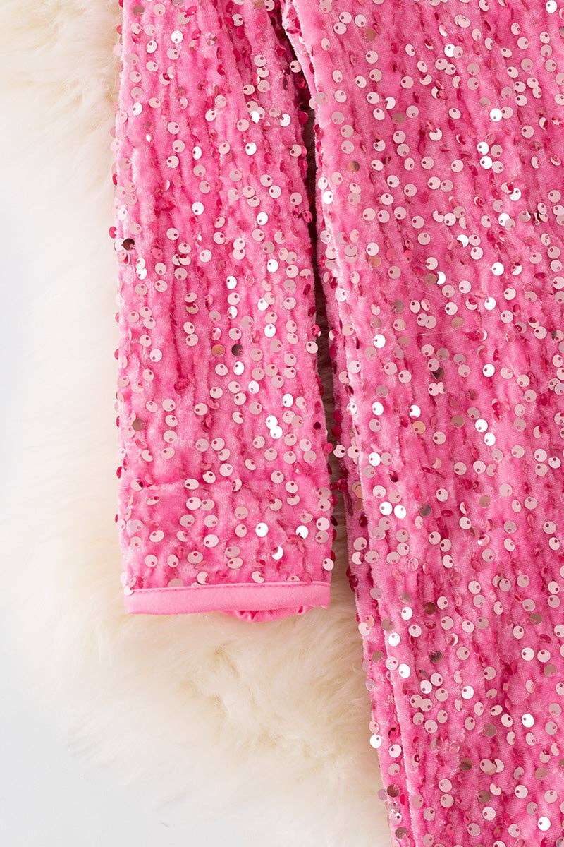Pink Sequin LS Dress