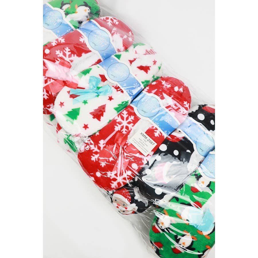 Christmas Theme Fuzzy Slippers