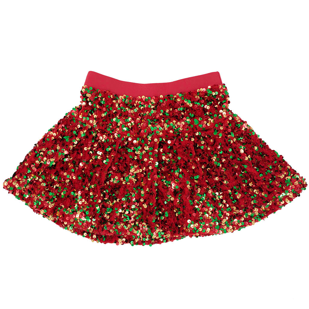 Red Velvet Sequin Skort