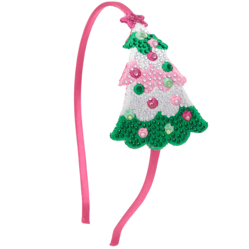 Pink Green Christmas Tree Headband