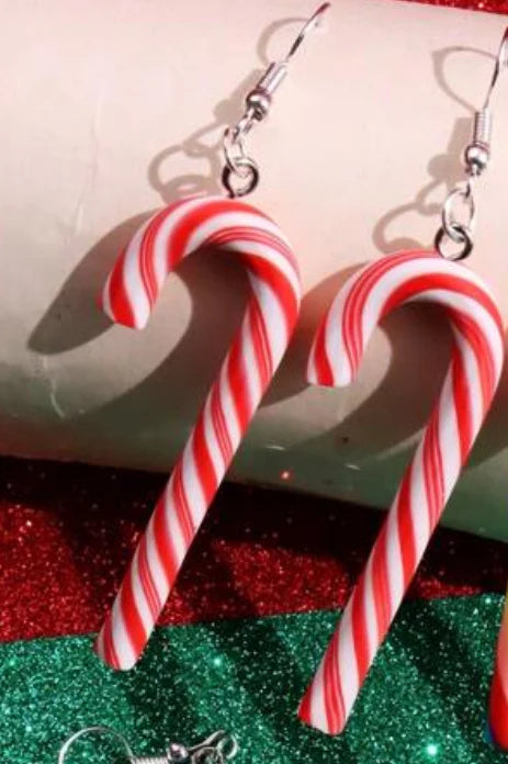 Candy Cane Dangle Earrings- Assorted