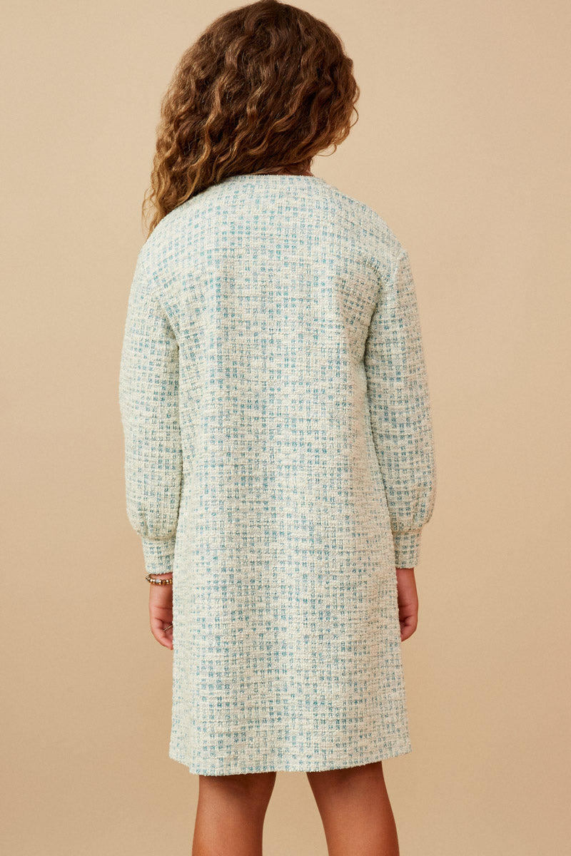 Lurex Tweed Long Sleeve Shift Dress