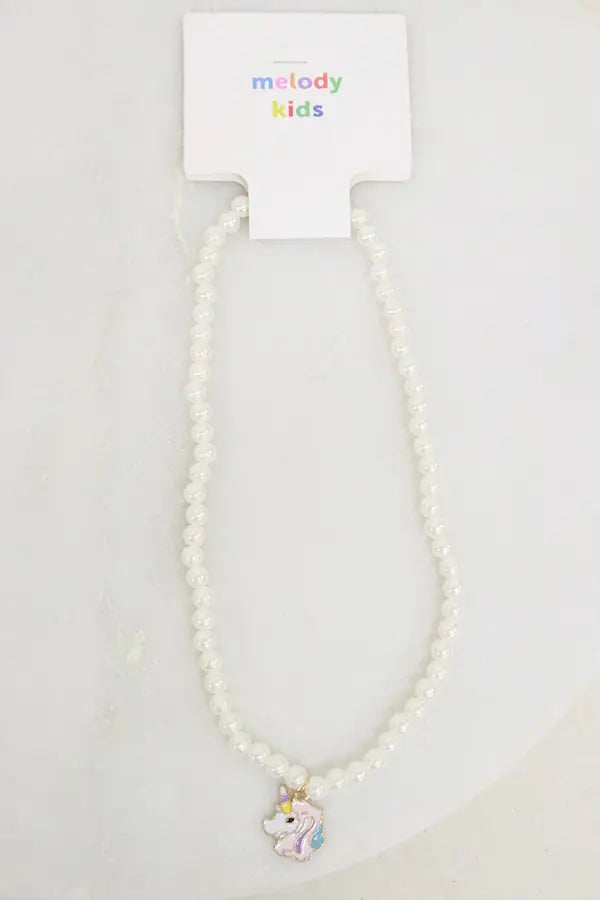 Girls Pearl Necklace Charm