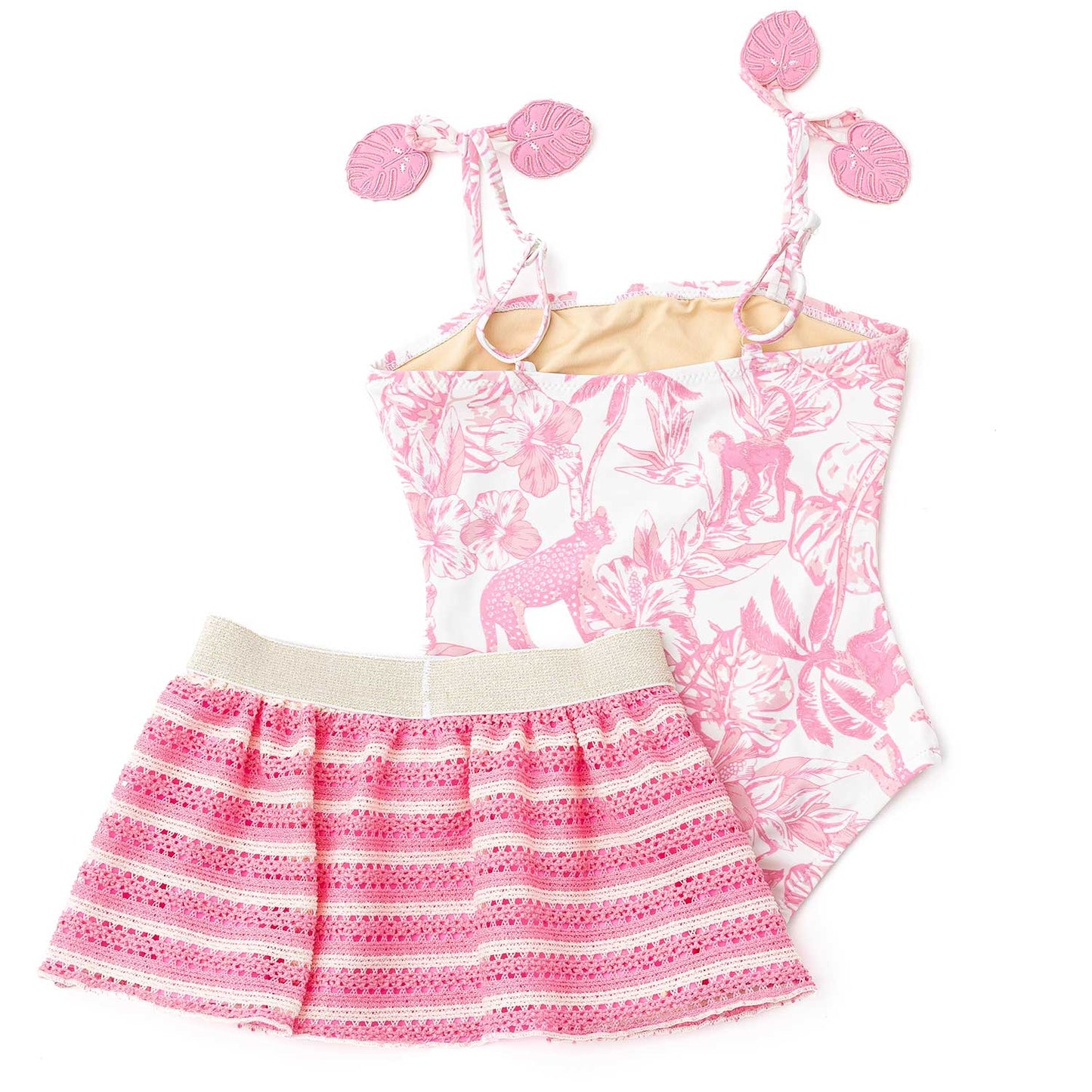 Pink Paradise Swimsuit Crochet Skirt Set
