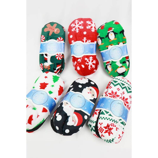 Kids Christmas Theme Fuzzy Slippers