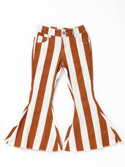 Brown Stripe Bell Bottom Pants