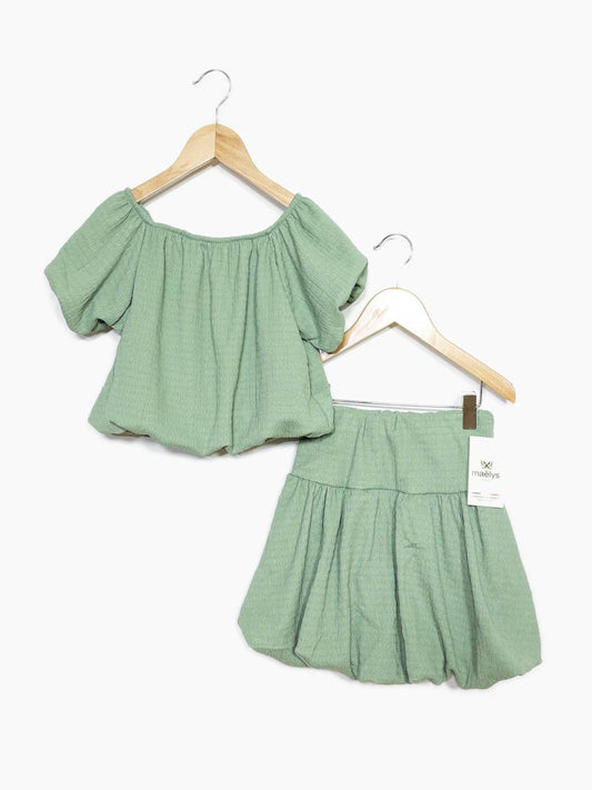Green Bubble Skirt Set