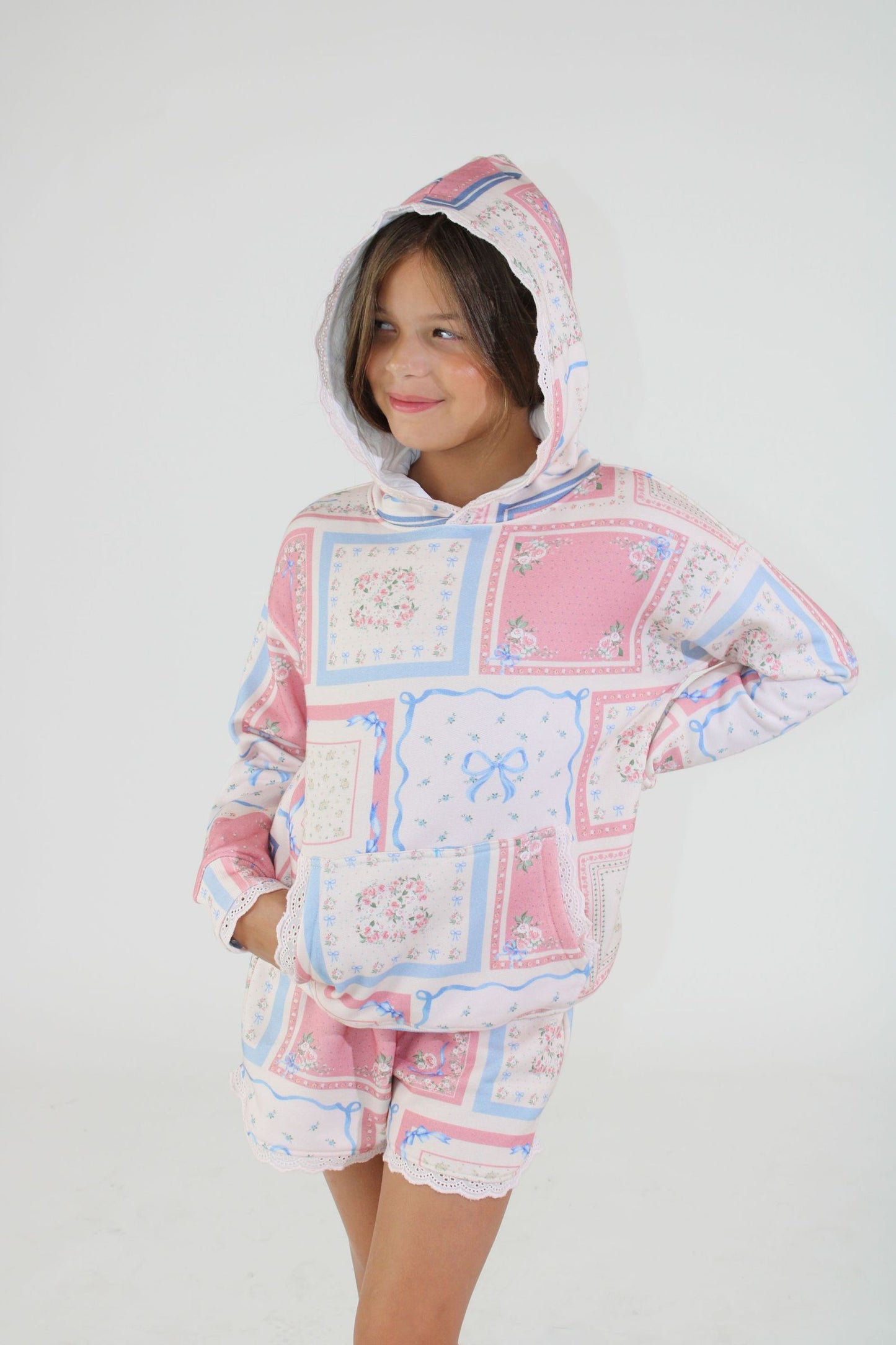 Floral Tile Print Hoodie