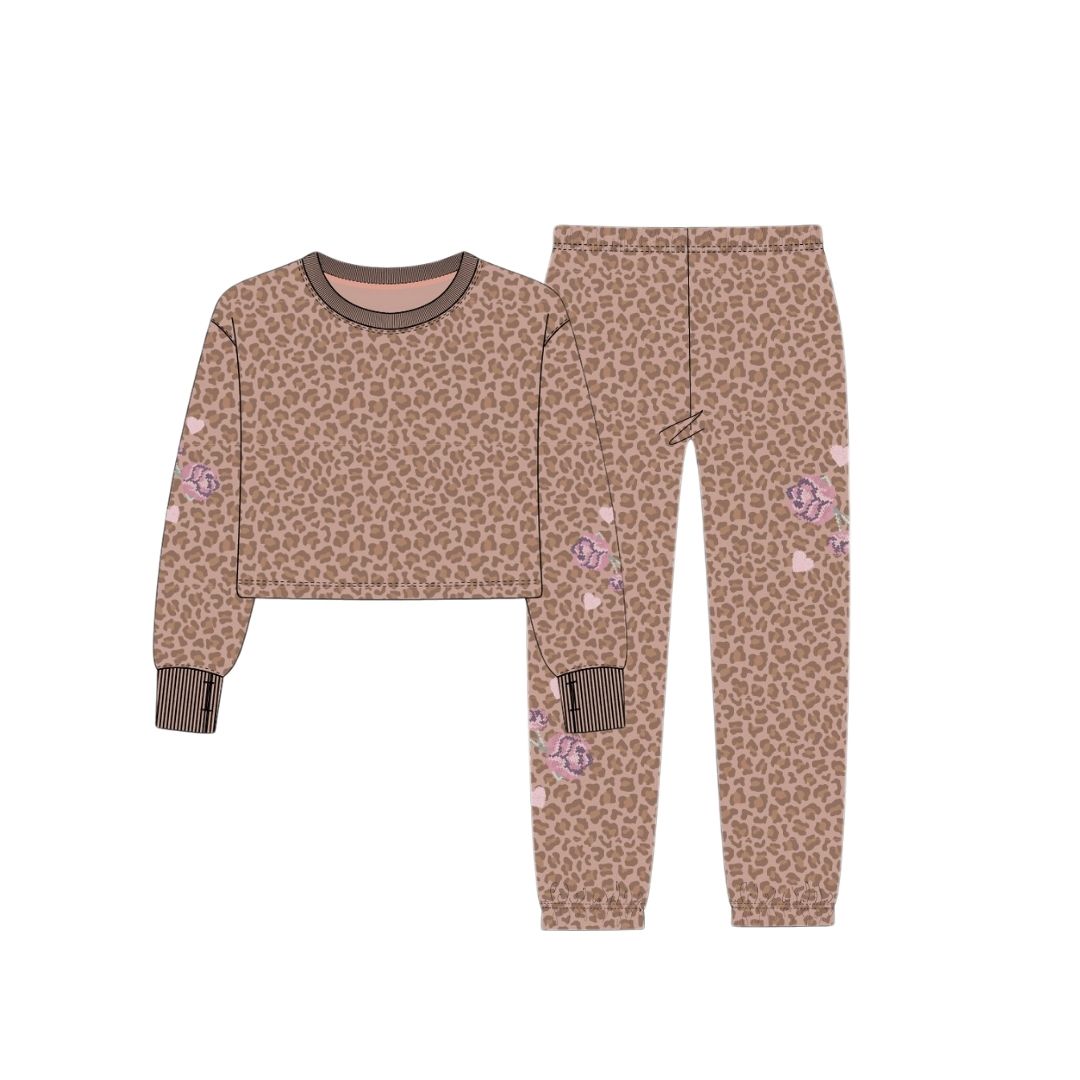 Animal Print Sweatpants Cross Stitch Flowers