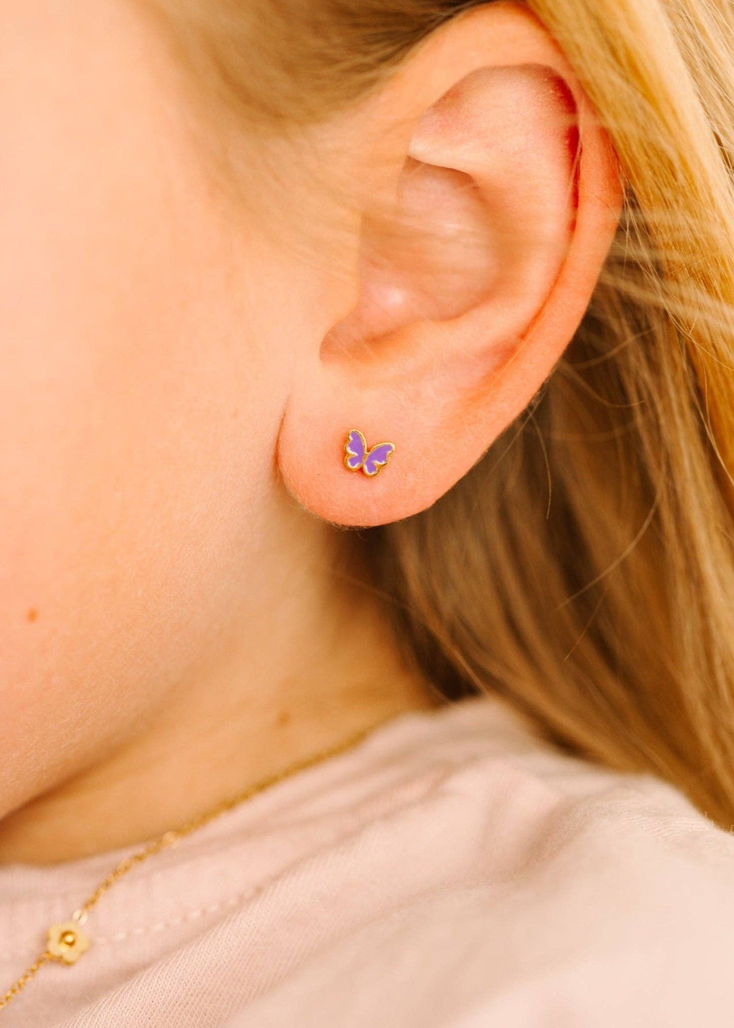 Purple Butterfly Stud Screwback Earrings