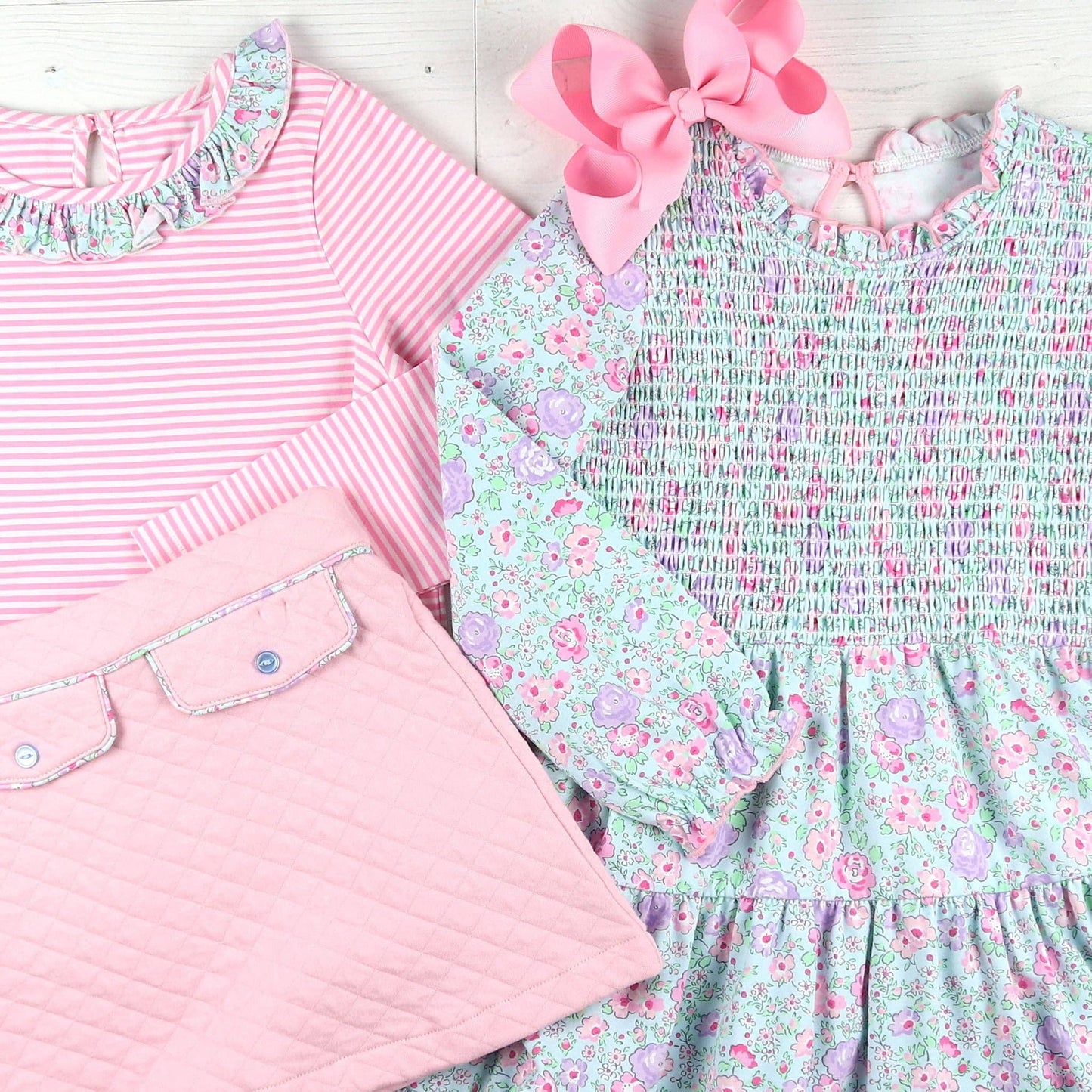 Pink Stripe Ruffle Neck Top