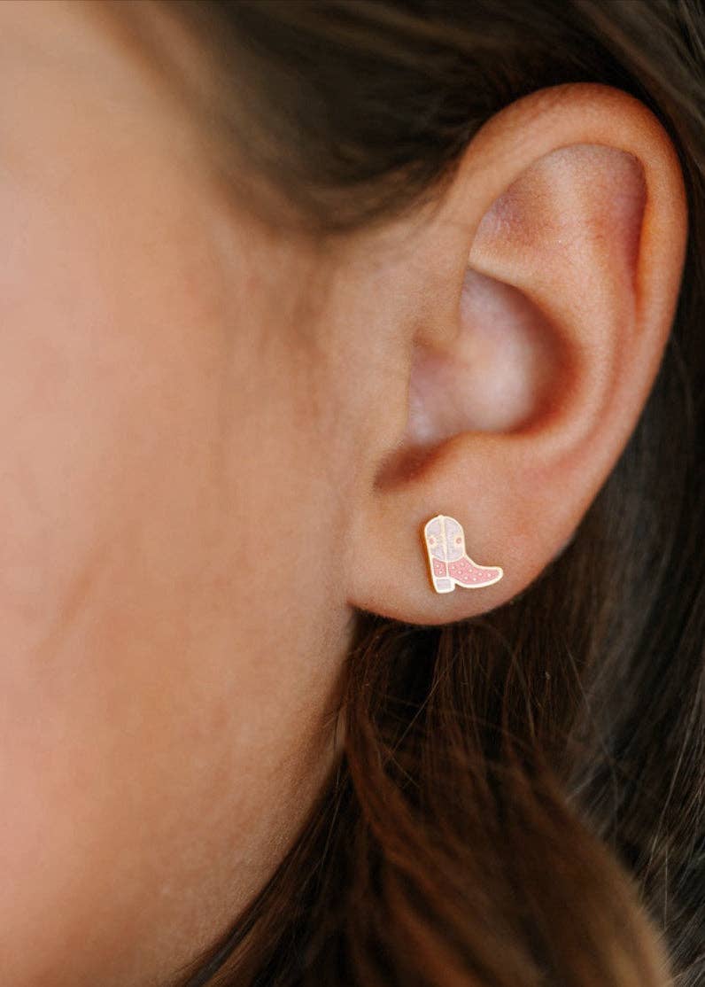 Cowgirl Boots Stud Screwback Earrings
