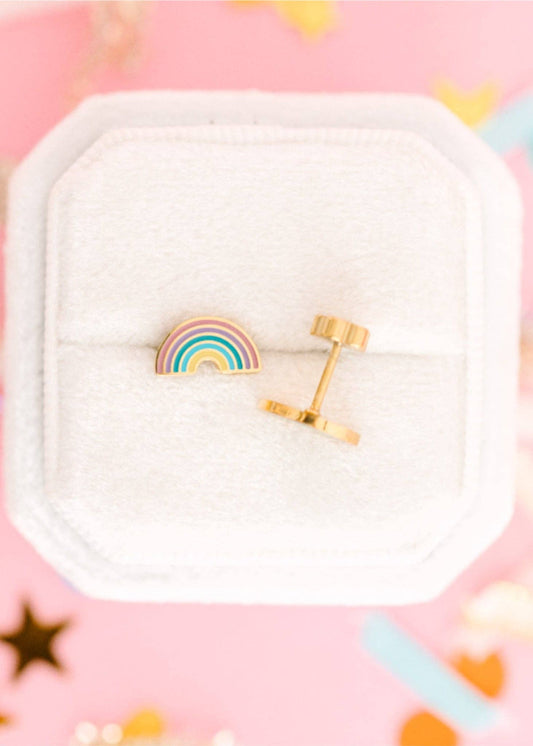 Rainbow Stud Screwback Earrings