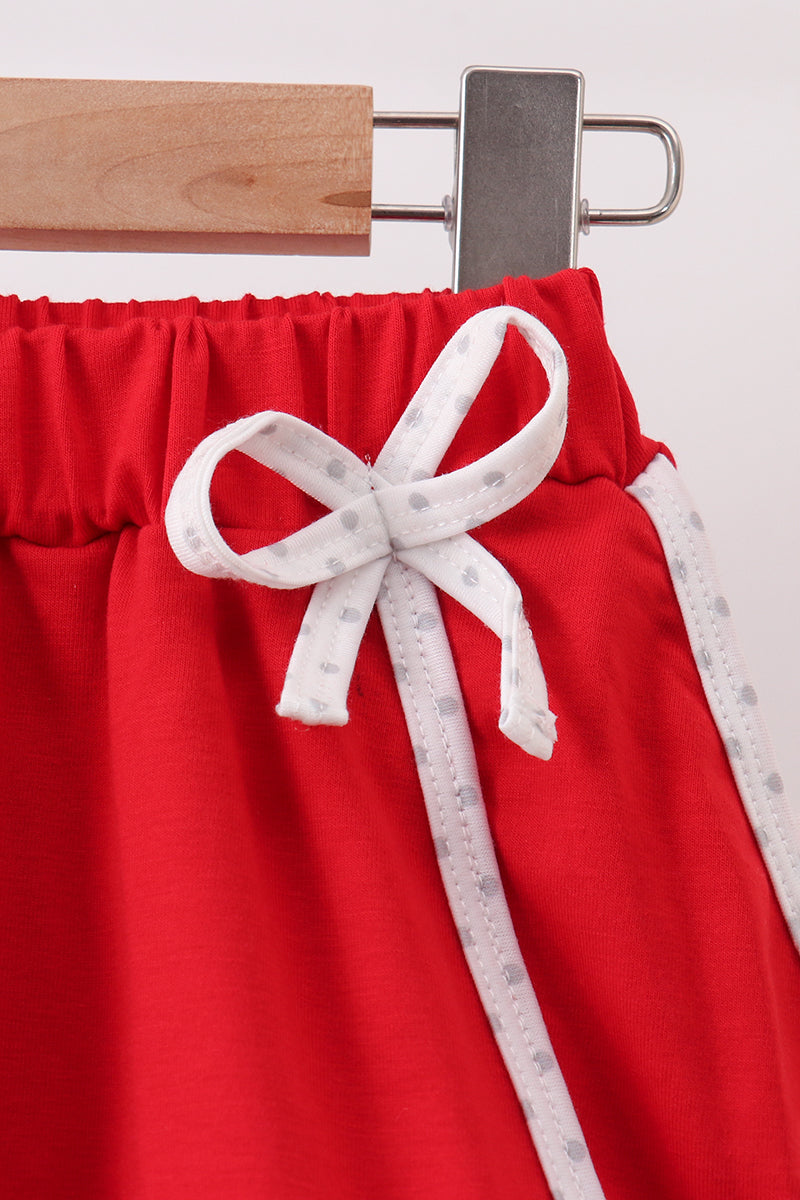 Red Apple Embroidered Skort Set