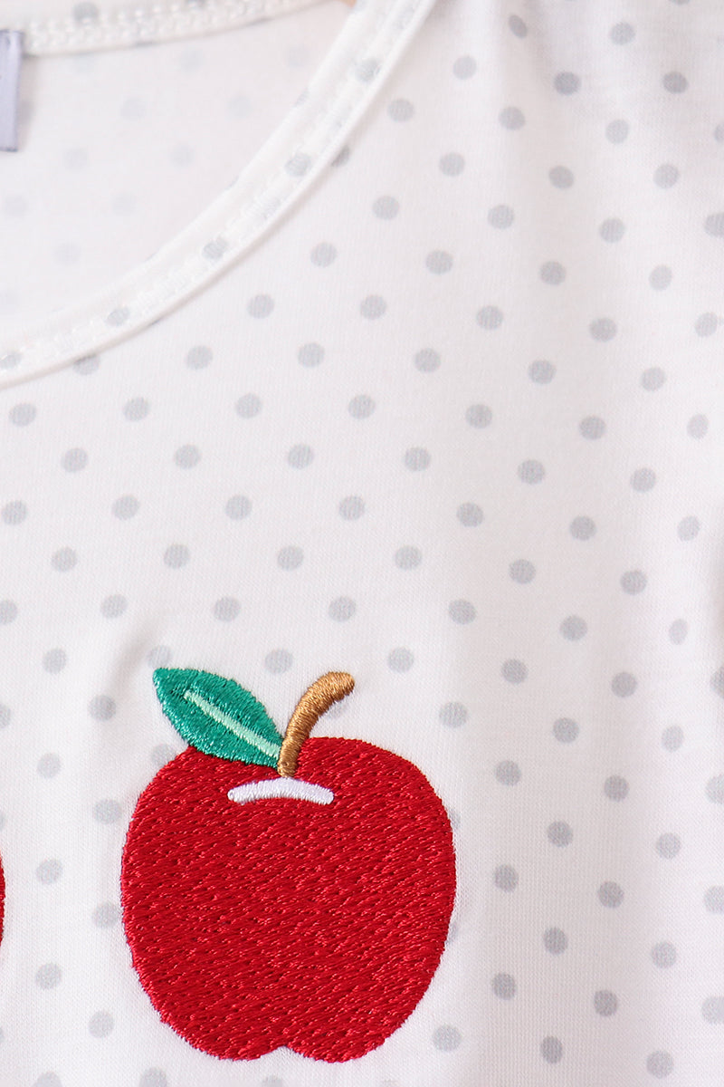 Red Apple Embroidered Skort Set