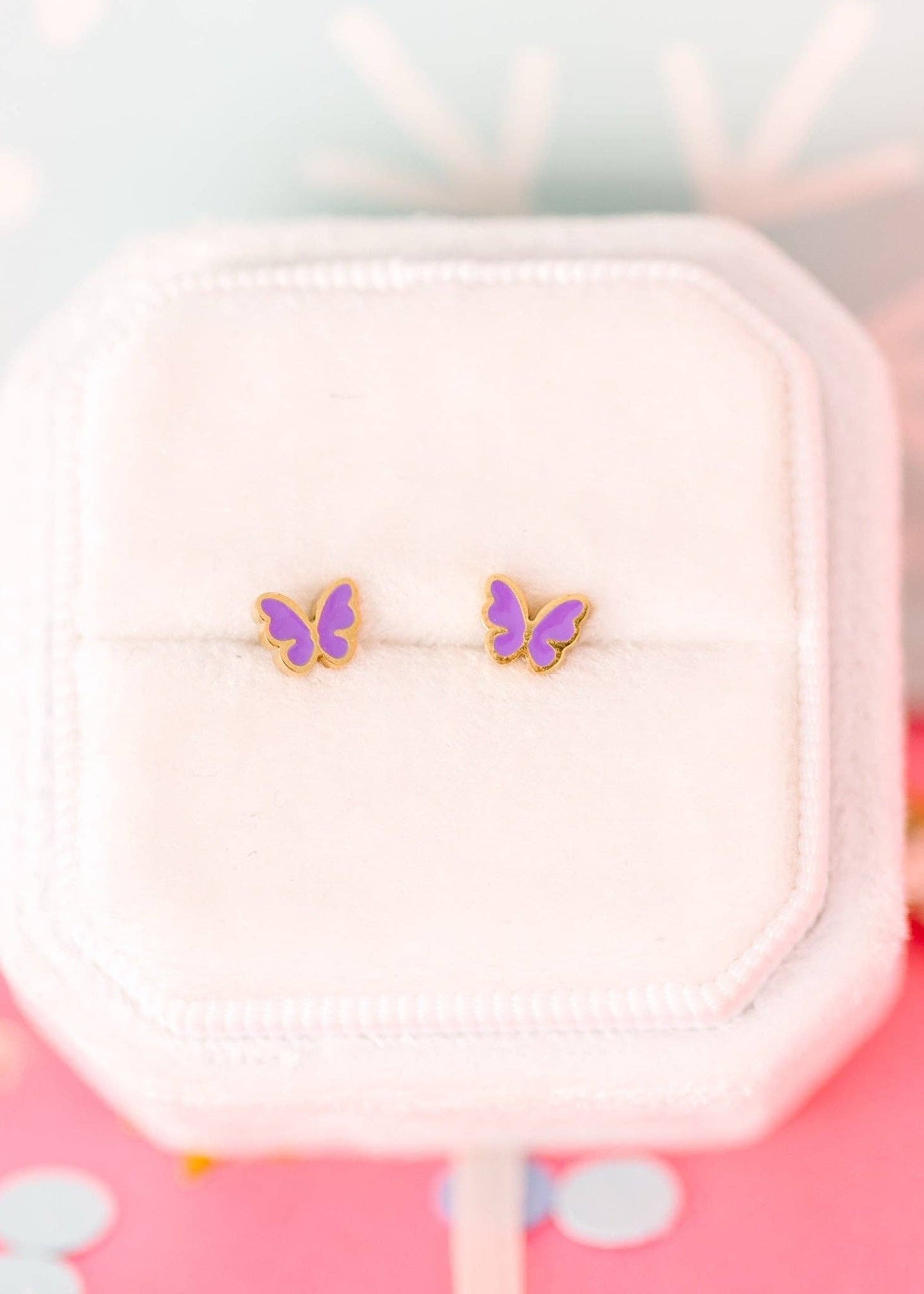 Purple Butterfly Stud Screwback Earrings