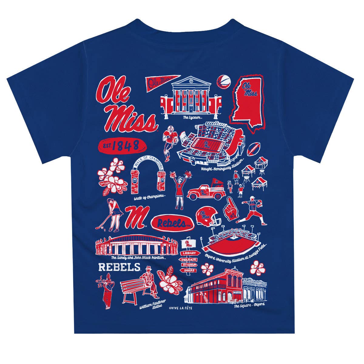 Ole Miss Rebels Hand Sketched Artwork Tee
