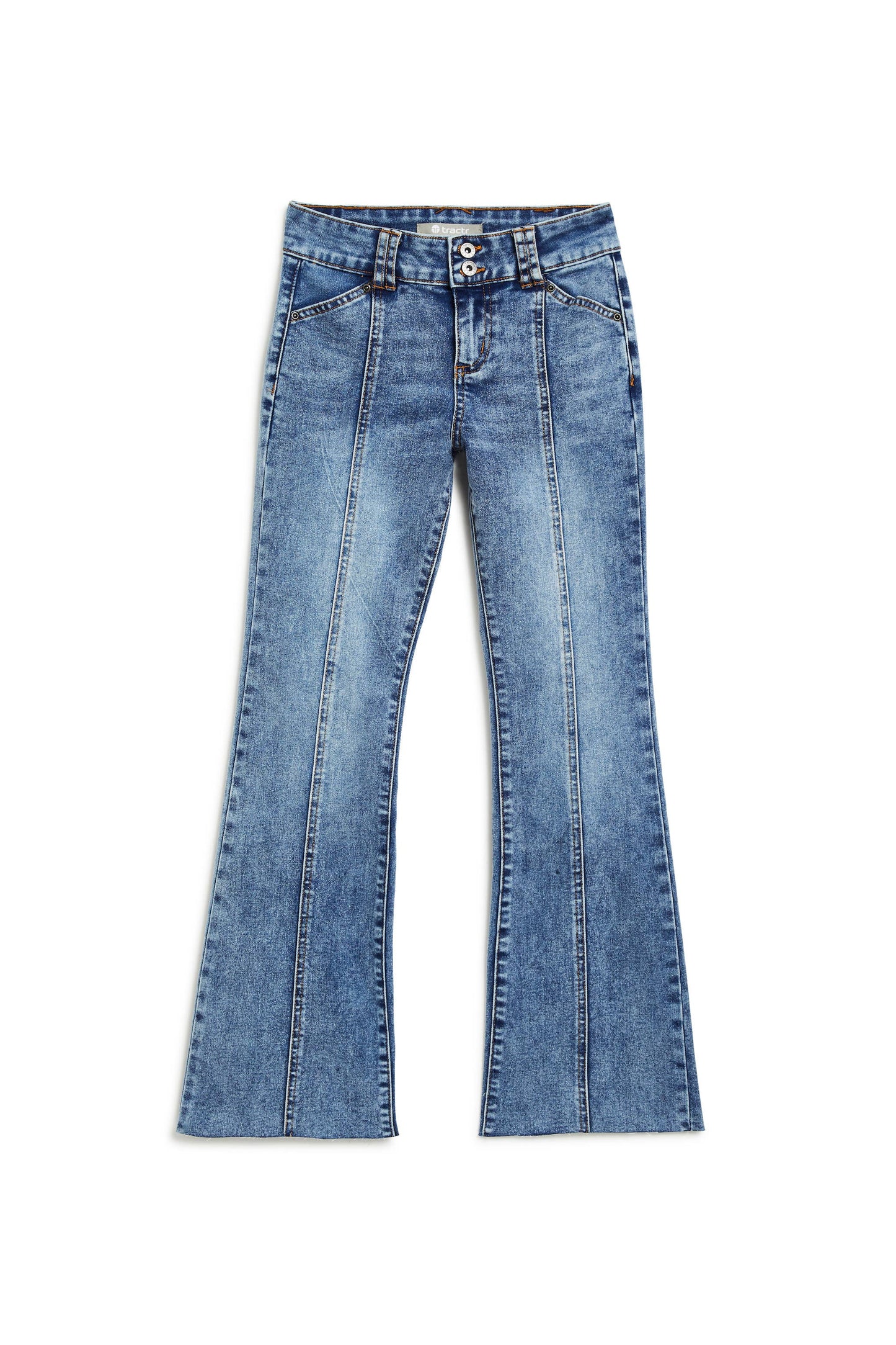 Mid Rise Front Seam Flare Jeans