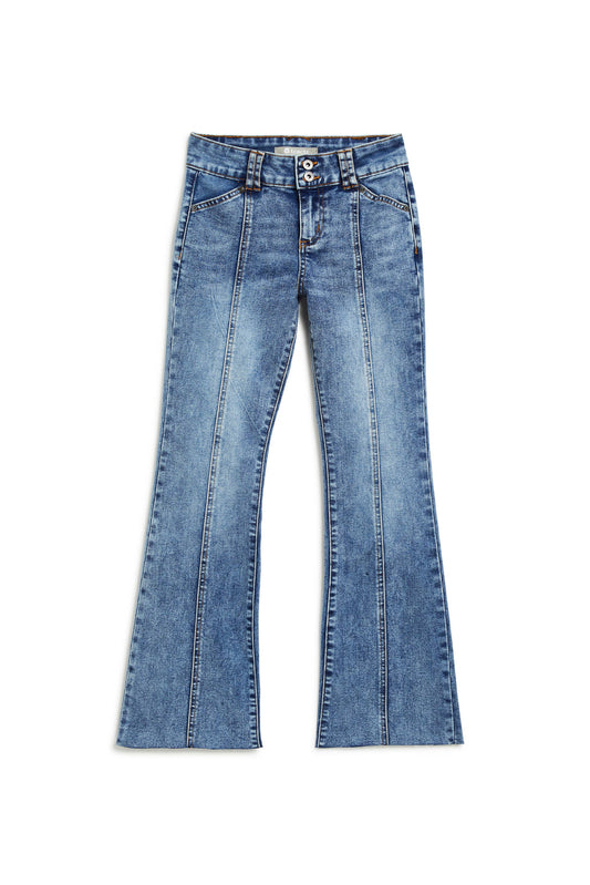 Mid Rise Front Seam Flare Jeans