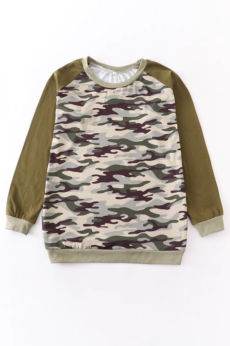 Camo Raglan Long Sleeve Shirt