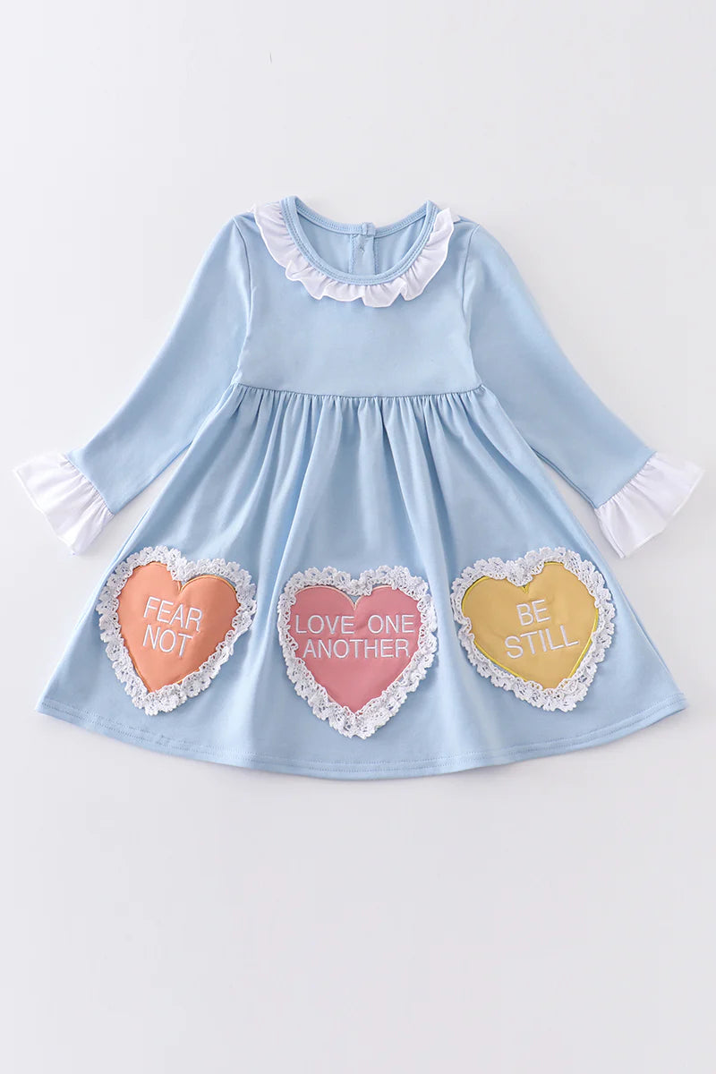 Blue Hearts Ruffle Dress