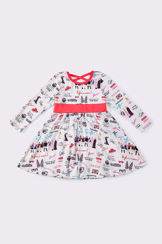 TS Swiftie Print Long Sleeve Dress