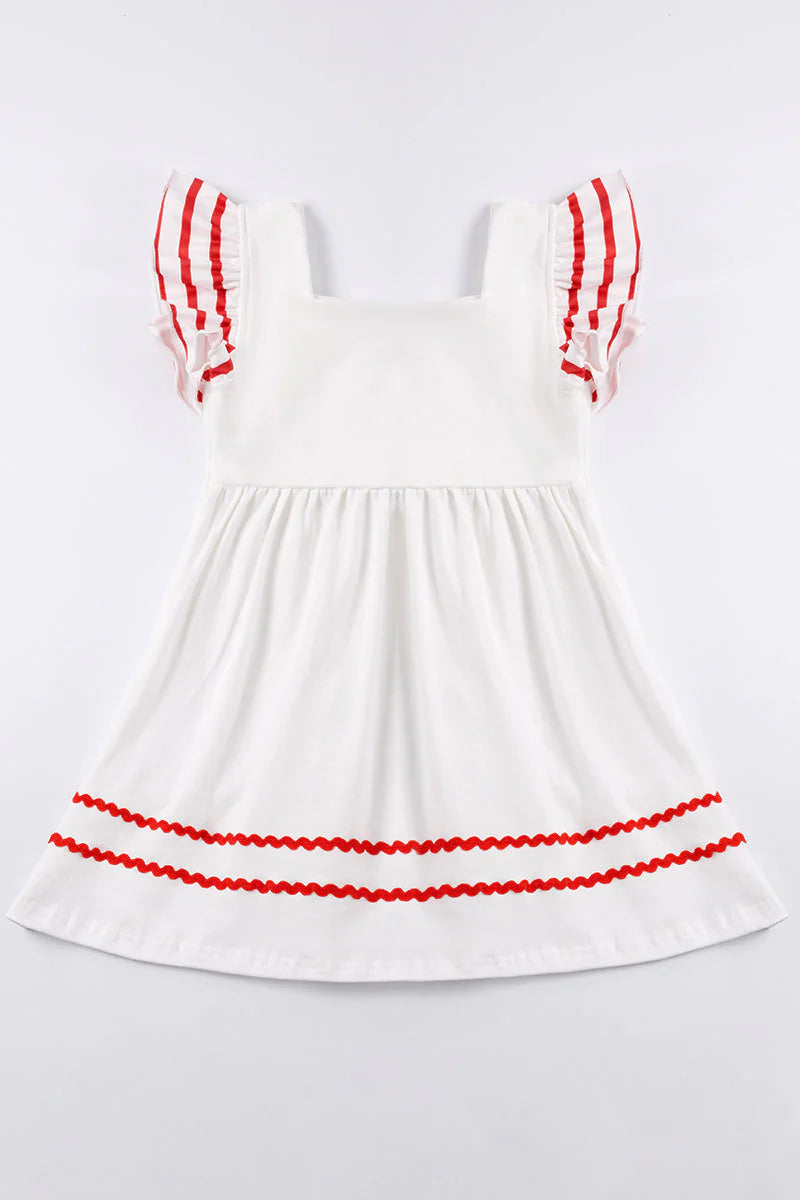 White Sailboat Applique Dress