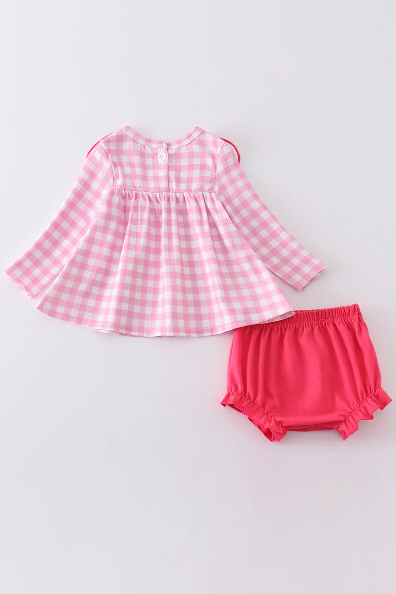 Pink Heart Plaid Two Piece Bubble Set